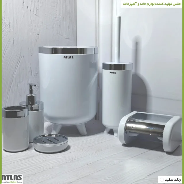 ست سرویس بهداشتی 6 تکه اطلس مدل سلین طرح کروم 101739691