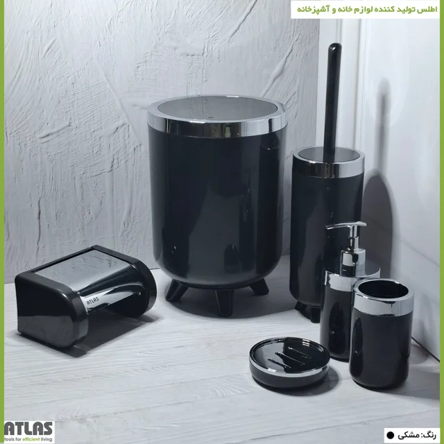 ست سرویس بهداشتی 6 تکه اطلس مدل سلین طرح کروم 101739692