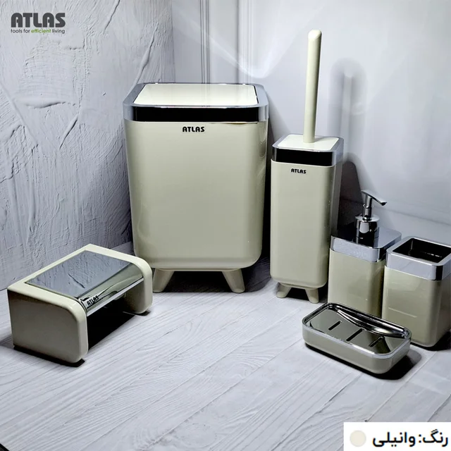ست سرویس بهداشتی 6 تکه اطلس مدل ژیوار طرح کروم 101739563