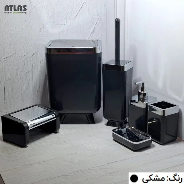 ست سرویس بهداشتی 6 تکه اطلس مدل ژیوار طرح کروم 101739559
