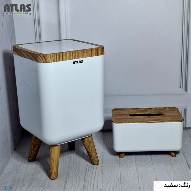 ست سطل و جای دستمال اطلس مدل ژیوار طرح چوب کد 202 101739759