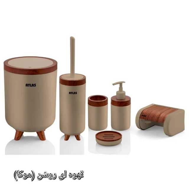 ست سرویس بهداشتی 6 تکه اطلس مدل سلین طرح چوب 101739269