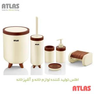 ست سرویس بهداشتی 6 تکه اطلس مدل سلین طرح چوب 101739251