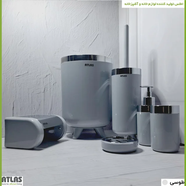 ست سرویس بهداشتی 6 تکه اطلس مدل سلین طرح کروم 101739693
