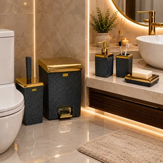 ست سرویس بهداشتی 5 تکه اطلس مدل زاگرس طرح چرم 101739787