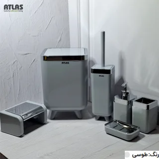 ست سرویس بهداشتی 6 تکه اطلس مدل ژیوار طرح کروم 101739560