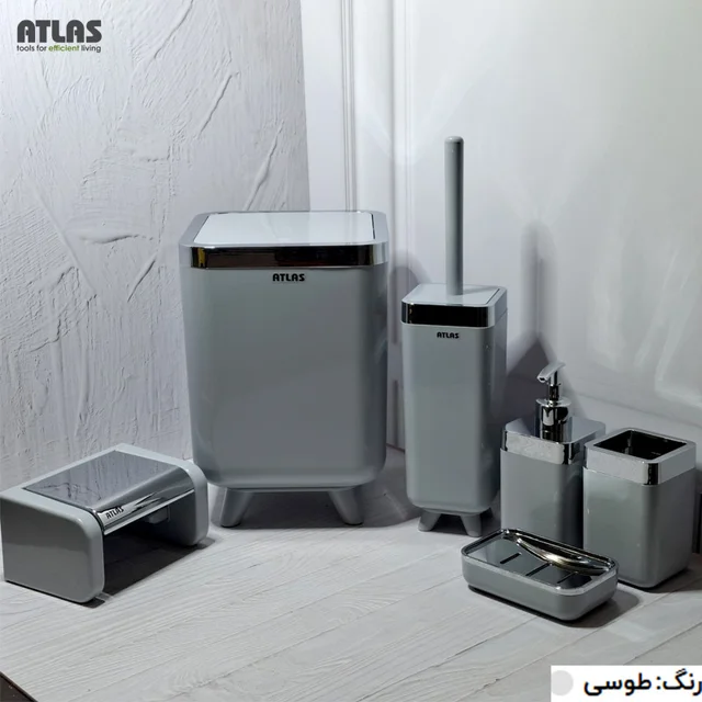 ست سرویس بهداشتی 6 تکه اطلس مدل ژیوار طرح کروم 101739560