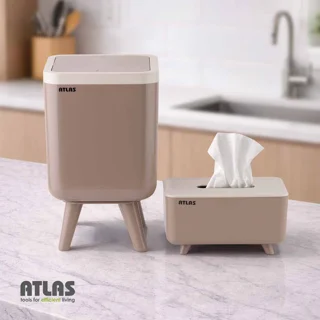 ست سطل و جای دستمال اطلس مدل ژیوار طرح اکونومی کد 101 101740037
