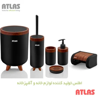 ست سرویس بهداشتی 6 تکه اطلس مدل سلین طرح چوب 101739255
