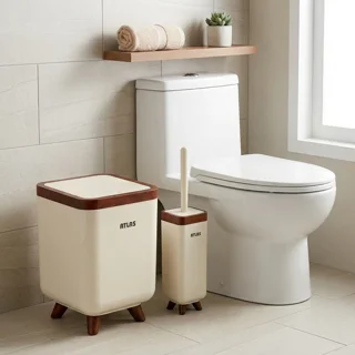 ست سطل و فرچه اطلس مدل ژیوار طرح چوب 101739701
