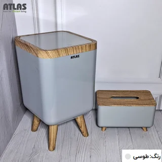 ست سطل و جای دستمال اطلس مدل ژیوار طرح چوب کد 202 101739760